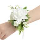 Ling's Moment 6pcs Wedding Wrist Corsage Artificial Flowers, Girl/Mother Homecoming Prom Corsages Wristlet Dcor, etc. White Lily Valley
