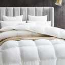 Maple&Stone King Feather Down Comforter Heavyweight White Down Duvet Insert Ultra Soft 100% Cotton Cover Fluffy King Comforter 106 x 90 Inches