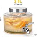 Drink Dispenser for Fridge, Glass Drink Dispenser with 100% Leakproof Stainless Steel Spigot, Ideal for Water, Lemonade, Juice, Sangria, Iced Tea, 0.74 Gallon (EXP 08/26/26)