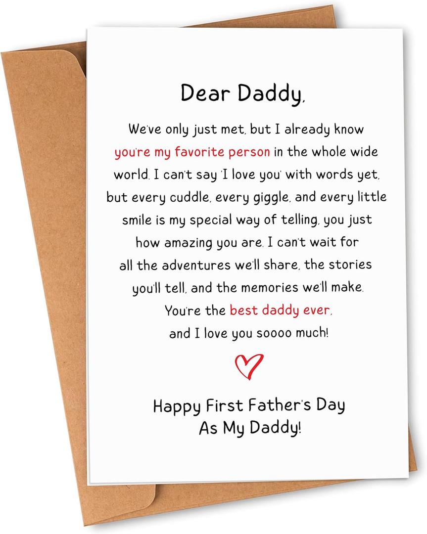 4 x First Fathers Day Gift for New Dad - First Fathers Day Card for Dad, Fathers Day Card from Wife - 1st Father's Day Card for Dad, Husband - Happy 1st Fathers Day As My Daddy Card With Envelope