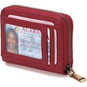 GAEKEAO Credit Card Holder Wallet for Women RFID Blocking Small Genuine Leather Card Case with Coin Pocket ID Window