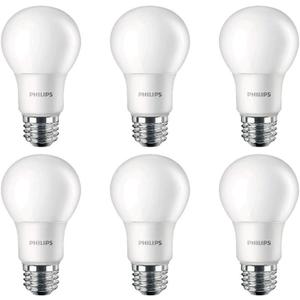 PHILIPS LED Non-Dimmable A19 Frosted Light Bulb: 1500-Lumen, 2700-Kelvin, 14.5-Watt (100-Watt Equivalent), E26 Base, Soft White, 6-Pack, 461995