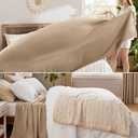 Bedsure GentleSoft 100% Cotton Blanket Queen Size for Bed - Breathable and Lightweight, Soft Cozy Textured Herringbone Woven Blanket for Summer Spring, Light Brown, 90x90 inches