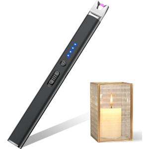LcFun Candle Lighter Electric USB Rechargeable Plasma Arc Lighter with Safety Lock, Windproof Flameless Lighters Long Stem Matches for Candle, Grill, BBQ, Camping, Gas Stoves