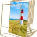4x6 Gold Picture Frames, Clear Frameless Picture Frames, 6 Pack Acrylic Self Standing Photo Frames for Wedding Table Numbers, Restaurant Signs, Photos and Art Display