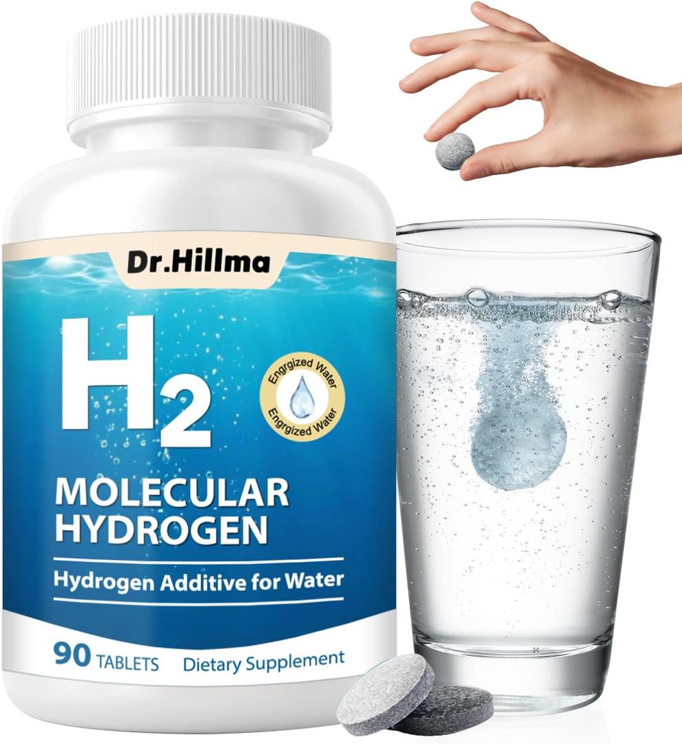 Hydrogen Water Tablets with Magnesium, Molecular Hydrogen Tablets for Drinking Water, H2 Tabs Supplement Supports Energy & Metabolism, Gluten Free & Non-GMO, 90 Count