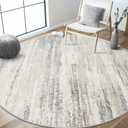 MUJOO Round Rugs 6ft,Circle Area Rug Washable,Circular Throw Carpet for Living Room Dining Room,Large Modern Abstract Non Slip Indoor Accent Neutral Beige and Grey