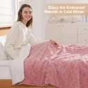 Heating Blanket Queen Size Electric Blanket - 84"x90" Dual Control Heated Blankets for Bed with 5 Heating Levels and 10 Hours Auto-Off, Soft Fluffy Sherpa Fleece, Warming Gifts for Grandma(Pink)