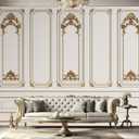 NCSBBSS-Classic White Gold 3D Wainscoting Panel Wallpaper Peel and Stick, Size: 80" x 61"