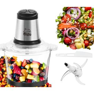 Food Processor 500W, electric chopper for kitchen meat processor, food processor 8 cup - 2L vegetable chopper stainless steel - food processor small, food grinders electric