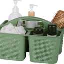 UUJOLY Plastic Portable Shower Caddy Basket Bucket, Cleaning Shower Basket with Handle Compartments Storage Basket Organizer for Bathroom Kitchen College Dorm Sink, Green