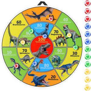 30 Inch LED Dart Board Kids Game,12PCS Sticky Balls,Indoor/Outdoor Sports Carnival Games Yard Party, Suitable for 3 4 5 6 7 8 9 10 Years Old Boys and Girls Birthday Gifts Dinosaur Toys