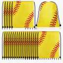 Large Football Drawstring Bag Sport Backpack Bulk Football Goodie Favors for Kids Gift Bags Supplies for Birthday Party, 13 x 17 Inch(Softball)(7 count)