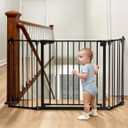 Babelio 72" Extra Wide Baby Gate, AdaptiZone, 3 Metal Panels, Black