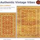 OPPODREAM Vintage Orange Area Rugs 6x9, Washable Rug for Living Room | TPR Non-Slip Backing, Retro Low-Pile Faux Cashmere Surface, 6 by 9 Distressed Carpet for Bedroom, Office, Dorm, Dining Room