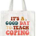Therapist Counselor Tote Bag, Psychologist Social Worker Gift, It's a Good Day to Teach Coping Skills Canvas Tote for Women, Reusable Grocery Shopping Bag