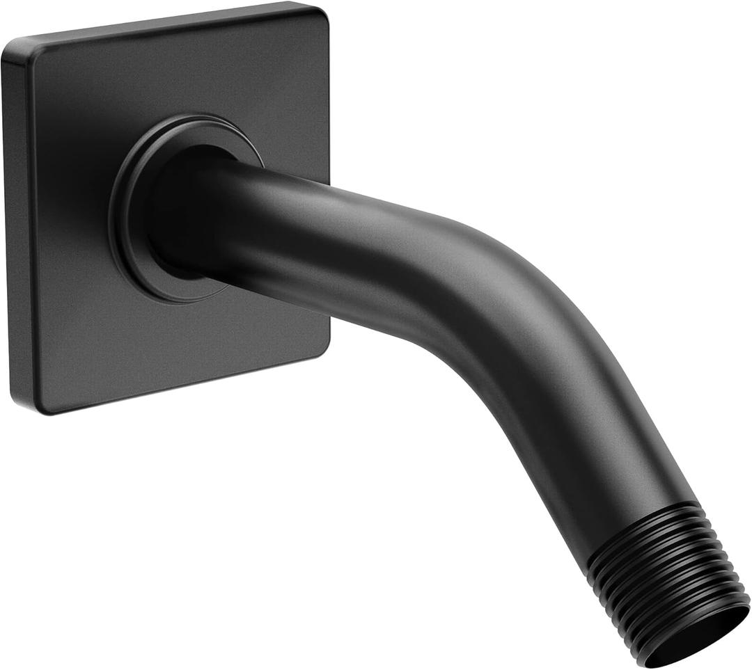 Moen S133BL 8-Inch Standard Shower Arm with Modern Square Flange, Matte Black