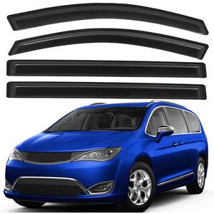 Lightronic Extra Durable Outside-Mount Auto Vent Window Visor, Fits 2017-2025 Chrysler Pacifica, UV Protection Rain Guard, Original Wind Deflector, No-Drill Easy Install, Dark Smoke, 4-Pcs