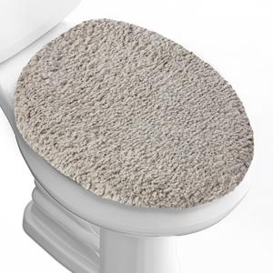 Microfiber Elongated Toilet Seat Cover 19.5"x 15" Machine Washable Solid Toilet Lid Cover Adjustable Rubber Backing Fits Only 18-19.5" L x 14-16" W Elongated Toilet Seat