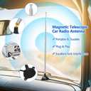 Car Radio Antenna Magnetic Base Car Antenna Replacement, Vehicle Telescopic Double Single Din Stereo Replacement Antennas for Cars Truck SUV Head Unit CD Media Receiver Player Audio HD Tuner