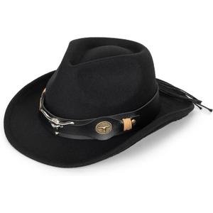 Western-Cowboy-Hat Classic Cowgirl-Hat for Kids Boys Girls Bull-Head Fedora for Party(4-8T) (Black-style3)