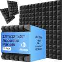 18-Pack Sound Proof Foam Panels for Walls 12X12X2 Acoustic Panels Pyramid Style Sound Panels for Studio and Home Noise Reduction with Vibredux HD