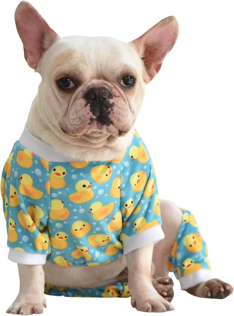 CuteBone Dog Christmas Pajamas Puppy Onesies Small Dogs Soft Pjs Coat Cat Apparel Comfy Pet Clothes Outfit Doggie Bodysuit P50L (Large, A07-Yellow Ducks)