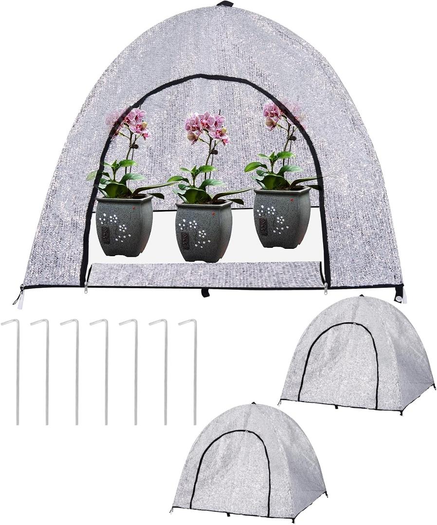 2-Pack Aluminum Pop Up Plant Shade Tent, Plant Cover, 80% Aluminum Sunshade Cloth, Easy Open Crop Sun Shade Protection Tent UV Resistant Pest Guard Cover for Plants Sun Blocker(22 x 22 x 23 Inch)