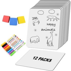 Tlpmsk Small White Board, Dry Erase LapBoards 9''x 12'' Mini Board Double Sided Portable LapBoards for Students Teachers School Supplies (12 White Boards)