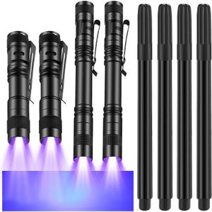 Tegeme 8 Pcs Black Light Markers Set 4 Invisible Ink Pen 4 Mini UV Flashlights Invisible Ink Marker Disappearing Pen for Class Prizes Spy Gift Party Favors (Black)