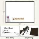 MaxGear White Board for Wall 24" x 18", Double Sided Dry Erase Board, Magnetic White Board Hanging Whiteboard for Home, School, Office, Black Frame