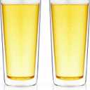 True Double Walled Beer Glasses, Pint Glasses for Beers, Water, Iced Coffee, Cocktails, Game Night, Beer Gifts for Men, BBQ Outdoor Party, Home Bar Accessories, Kitchen Glassware, 16 oz, Set of 2