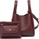Mini Crossbody Purse - Small Faux Leather Bucket Bag for Women with Zipper Top Handle Adjustable Strap, Caramel