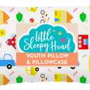 Little Sleepy Head Youth Pillow with Pillowcase 16x22, Soft Jumbo Toddler Pillows, Hypoallergenic Pillow Case - Best Kids Pillows for Sleeping, Perfect Kids Travel Pillows (Trucks 'N Cars)