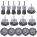 15 Pack Carbon Steel Wire Wheel Brush, Rocaris Cup Brush, Wheel Brush, Pen Brush Set with 1/4-Inch Hex Shank for Rust Removal, Corrosion and Scrub Surfaces