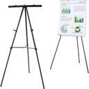 Audio-Visual Direct Lightweight Aluminum Flip-Chart Presentation Easel, Adjustable Height 37"-70", Black