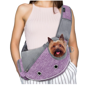 PetAmi Dog Sling Carrier for Small Dogs, Puppy Carrier Sling Purse, Dog Bags For Traveling, Carrying Bag to Wear Medium Cat, Adjustable Crossbody Pet Sling Travel Poop Bag Dispenser, Max 10lbs, Purple