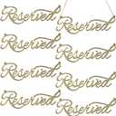 Hanging Wooden Reserved Table Sign Rustic Unfinished Reserved Signs for Wedding with Jute Hanging Rope Laser Cut Sign for Important Events Supplies(8 Pieces)