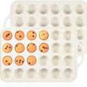 CAKETIME Mini Muffin Pan, Metal Reinforced Frame Mini Cupcake Pans 24 Cups Nonstick Mini Muffin Silicone Molds with Handle for Baking Muffins, Cupcakes, Egg Bites 2 Pack (Creamy Confetti)