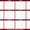 24" x 36" SwiftGlimpse 2027 Wall Calendar Erasable Large Wet & Dry Erase Laminated 12 Month Annual Yearly Wall Planner, Reversible, Horizontal/Vertical, Burgundy