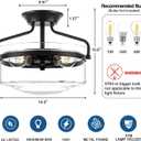 2-Light Semi Flush Mount Ceiling Light, 14.2" Farmhouse Light Fixtures for Bedroom Porch Hallway Kitchen Entryway, Black Modern Ceiling Light with Clear Glass Shade