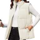MAGCOMSEN Women's Puffer Down Vest Oversized Zip Up Outerwear Lightweight Winter Padded Gilet Jacket with Pockets, 2XL
