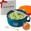 AI LOVE PEACE Ramen Bowl, 40 oz Microwaveable Noodle Cooker for Ramen, Pho, Soup, and Pasta, Dishwasher Safe and Portable, Ideal for Home, Office, Dorm, or Gift (Orange)