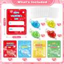 WEMEMORN Valentines Day Gifts Cards for Kids, 24 Pack Double Heart Squeeze Balls with Greeting Cards for Kids Classroom Exchange Prizes, Stretchy Toy Balls Bulk Gift, Squ