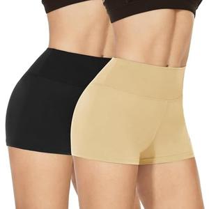 NexiEpoch 2 Pack Biker Shorts for Women - 3"/5"/8" Booty Volleyball High Waisted Black Spandex Shorts for Yoga Dance Workout, Nude & Black, XS