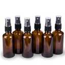 Spray Bottles, 2.7oz/80ml Amber Glass Empty Fine Mist Plastic Mini Travel Bottle Set, Small Refillable Liquid Containers with 2pcs Funnels and 24pcs Labels (6 Pack)