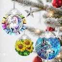 2 x Christmas Ornaments: Stained Glass Ornament, Christmas Tree Ornament, Hanging Ornaments for Home Decor & Xmas Tree Decorations  Exquisite Holiday Decor, Gifts & Holiday Present - Unicorn