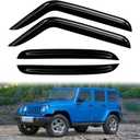 4PC Rain Guards for 2007-2018 Wrangler JK w/ 2 Doors Only Window Visors Deflectors Sun Shades Vent Tape On Out Channel