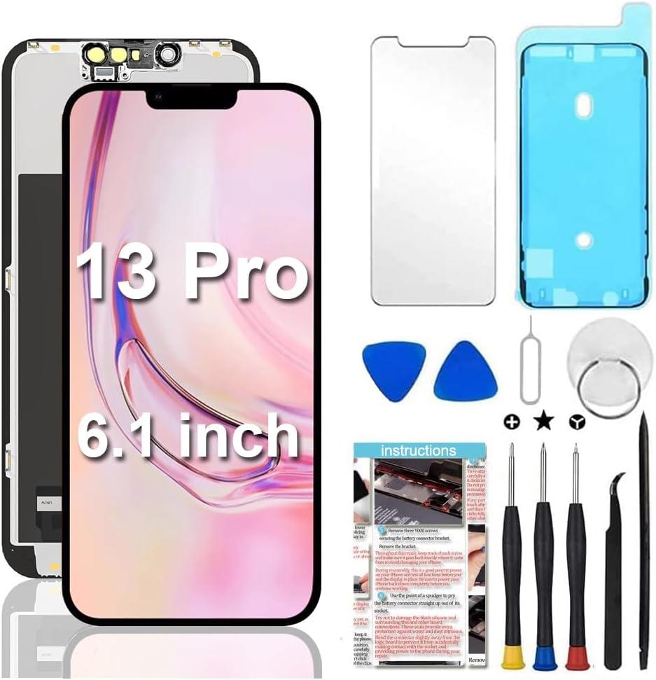 for iPhone 13 Pro Screen Replacement 6.1 inch, 3D Touch LCD Display Digitizer Assembly with Repair Tools Compatible with Model A2483, A2636, A2638, A2639, A2640