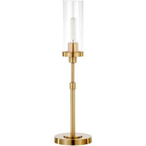 Frieda 26.68" Tall Table Lamp with Glass Shade in Brass/Clear